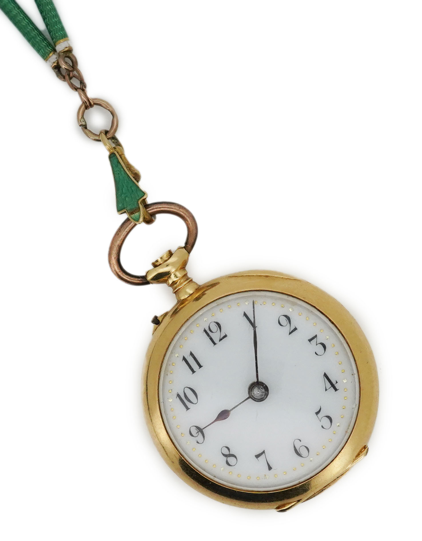 A gold and enamel fob watch, early 19th century